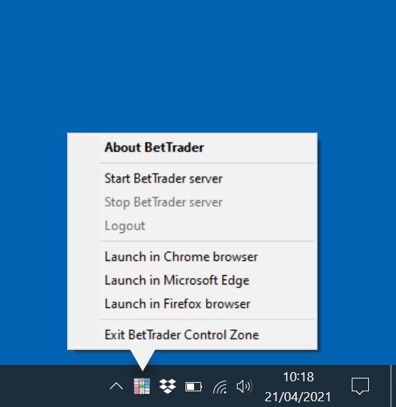 Launch BetTrader Windows